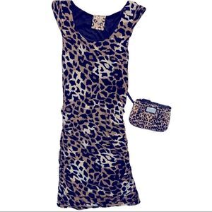 Jetset Leopard Cocktail Dress Medium (M) paired with Nine West Wristlet